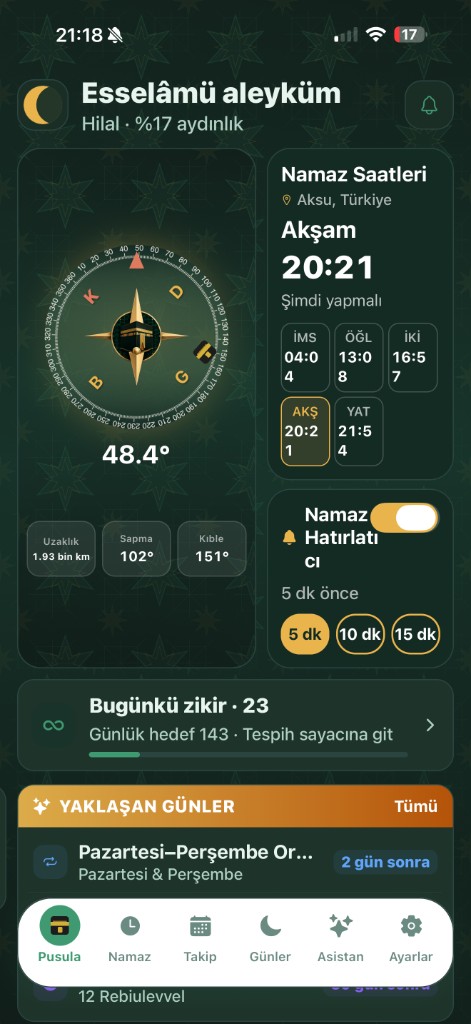 Evvel uygulama ekran görüntüsü